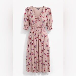 Express Pink Floral Midi Dress